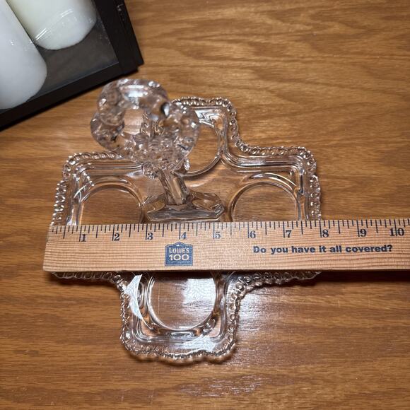 VTG Heavy Pressed Glass Tidbit Tray Relish Server Center Handle Candy Nut Dish - Picture 3 of 7